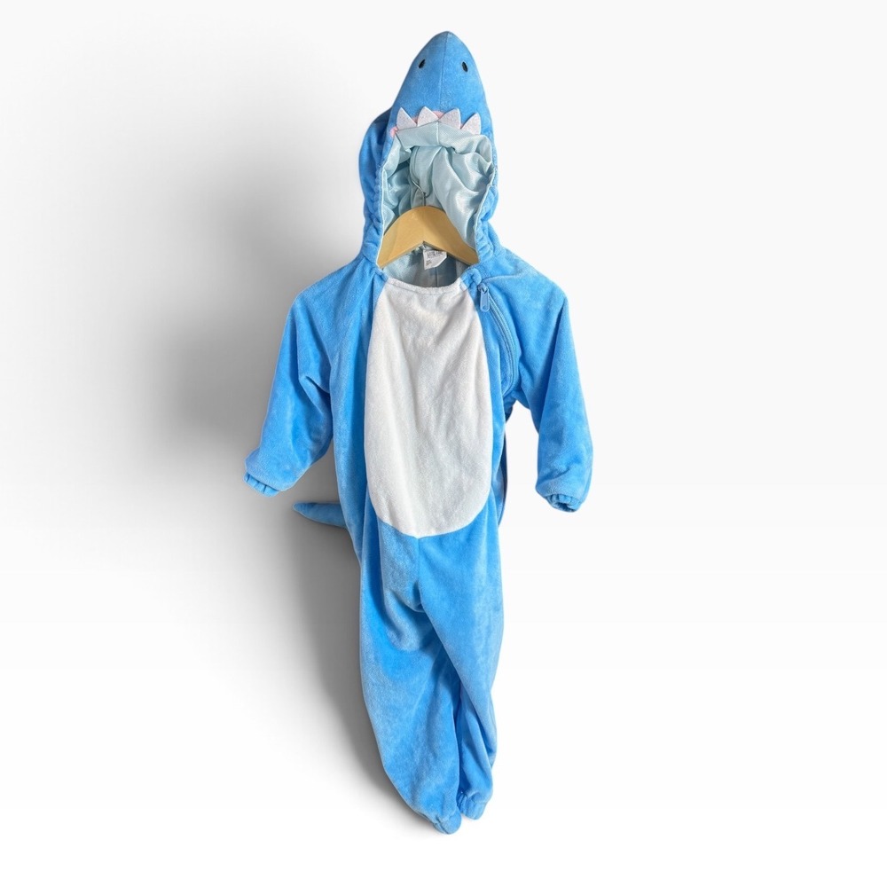 Target Shark Costume Toddler 18-24 Months Blue Plush Hooded One-Piece Halloween